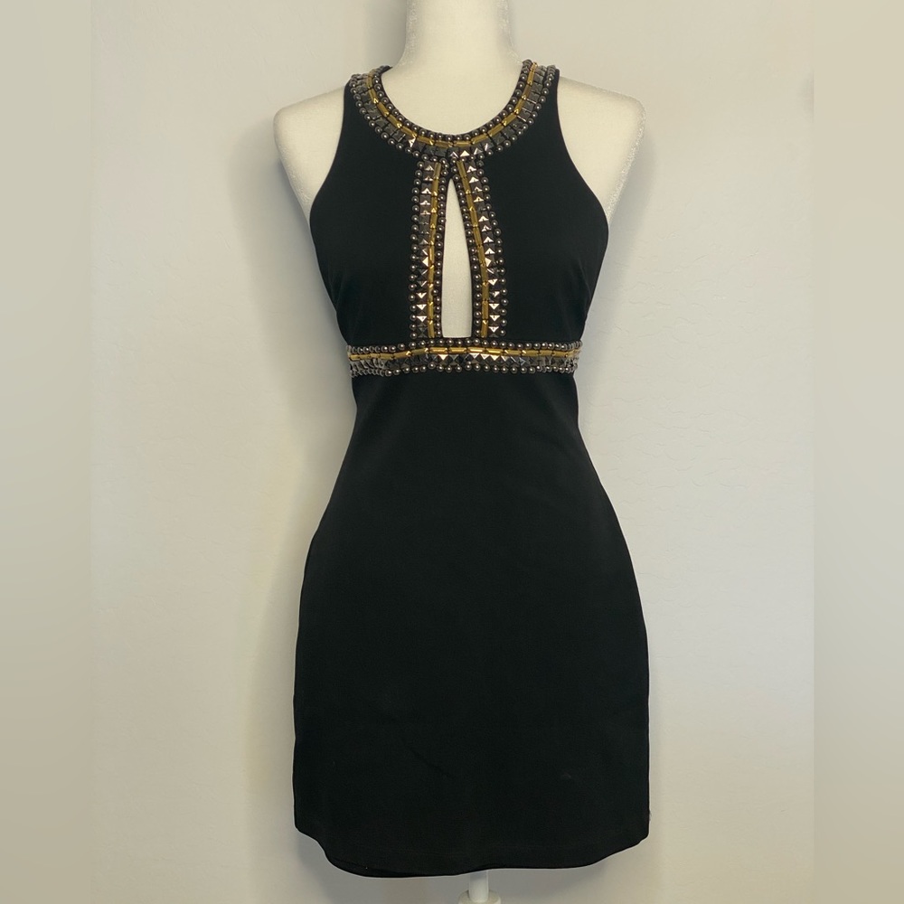 Bebe Black Dress with embellishments L